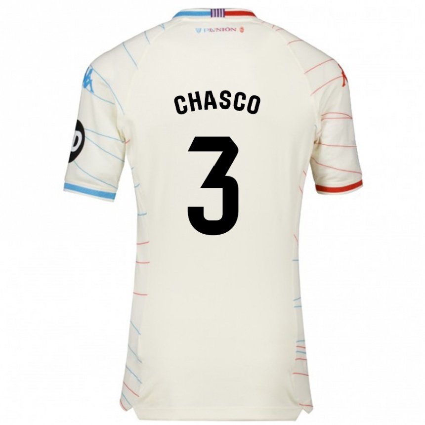 Niño Fútbol Camiseta Raúl Chasco #3 Blanco Rojo Azul 2ª Equipación 2024/25 Argentina