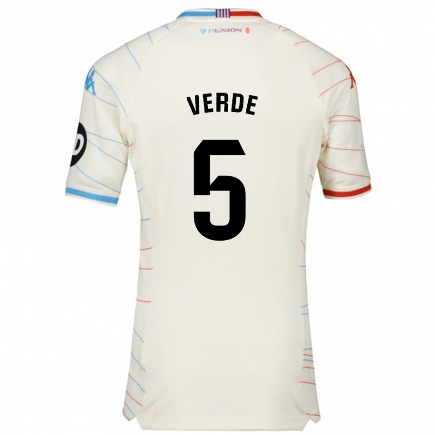 Niño Fútbol Camiseta Adrián Verde #5 Blanco Rojo Azul 2ª Equipación 2024/25 Argentina