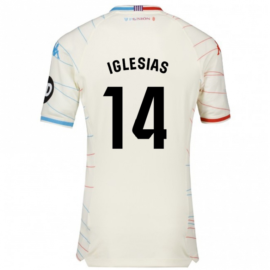 Niño Fútbol Camiseta Koke Iglesias #14 Blanco Rojo Azul 2ª Equipación 2024/25 Argentina