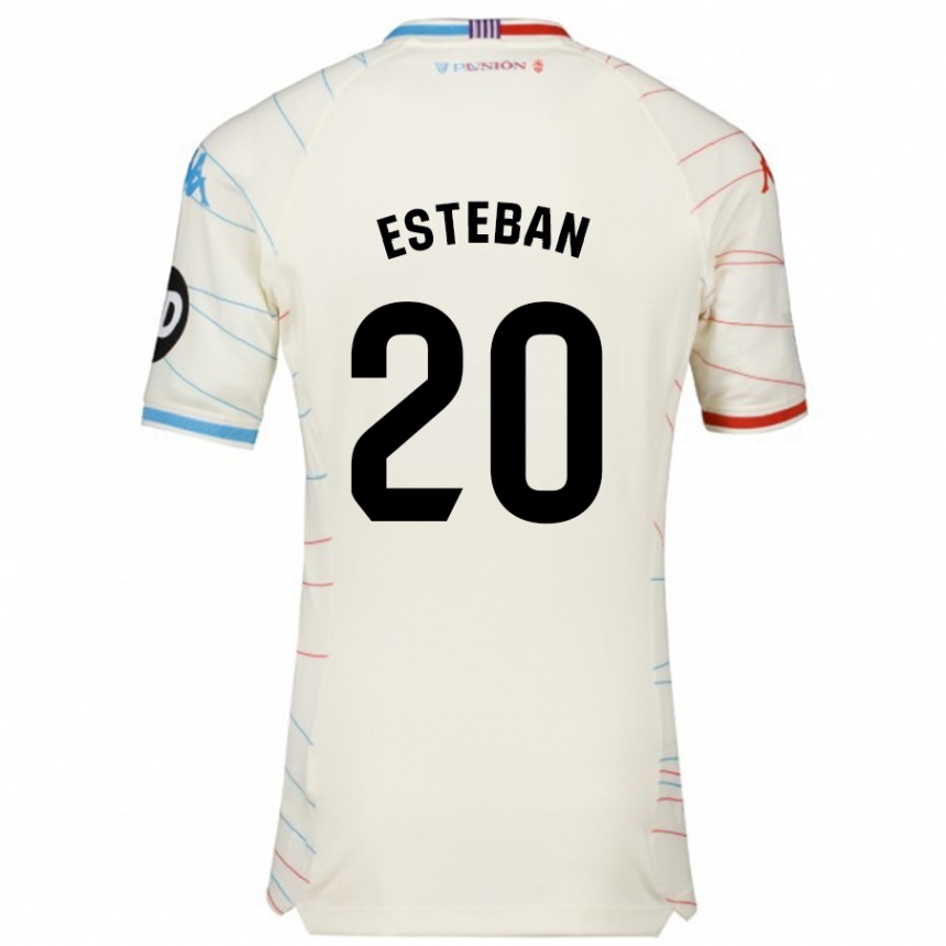 Niño Fútbol Camiseta Sergio Esteban #20 Blanco Rojo Azul 2ª Equipación 2024/25 Argentina