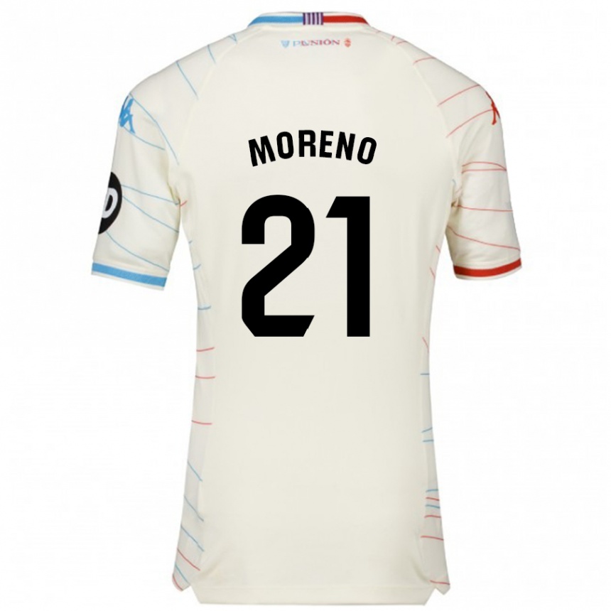 Niño Fútbol Camiseta Xavi Moreno #21 Blanco Rojo Azul 2ª Equipación 2024/25 Argentina