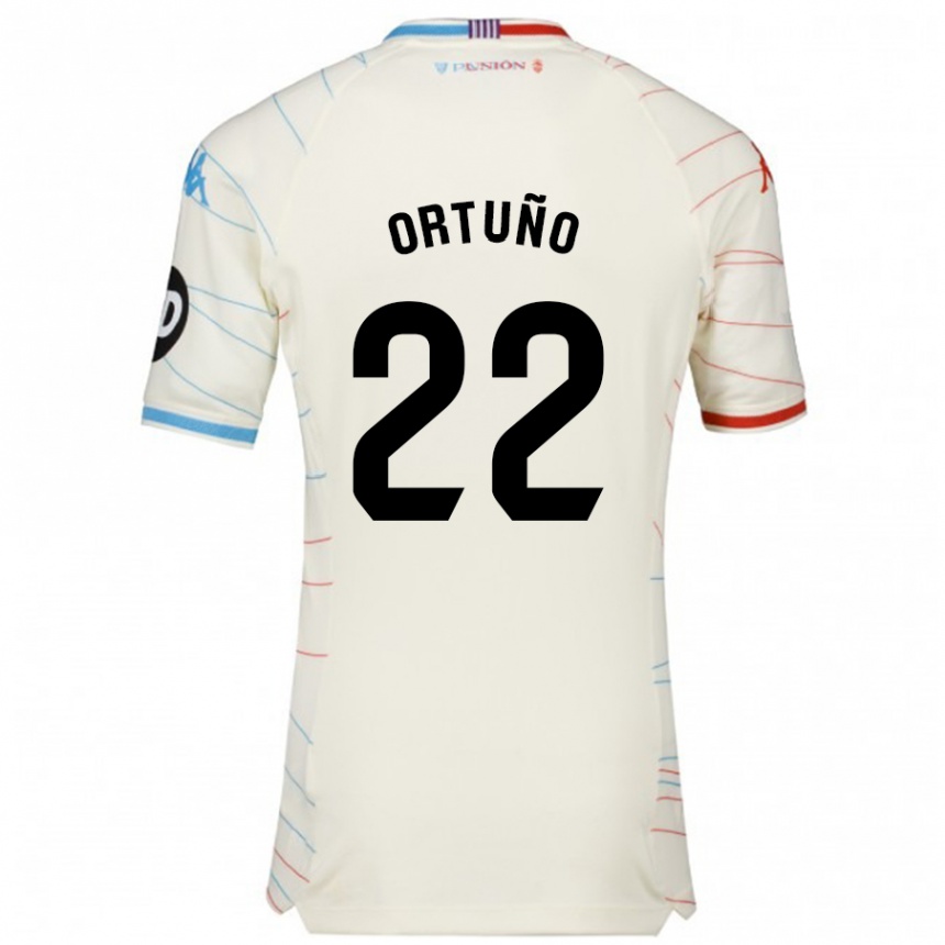 Niño Fútbol Camiseta Fran Ortuño #22 Blanco Rojo Azul 2ª Equipación 2024/25 Argentina