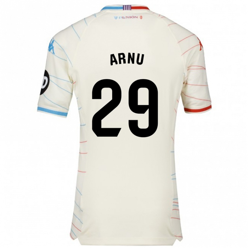 Niño Fútbol Camiseta Adrián Arnu #29 Blanco Rojo Azul 2ª Equipación 2024/25 Argentina