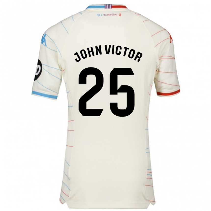 Niño Fútbol Camiseta John Victor #25 Blanco Rojo Azul 2ª Equipación 2024/25 Argentina