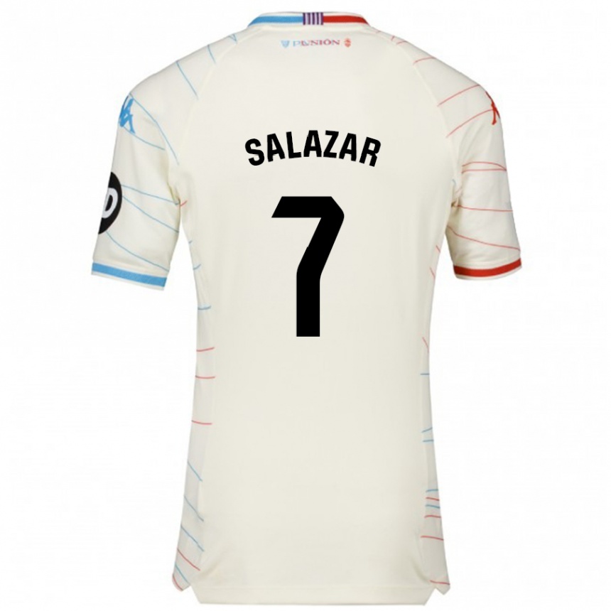 Niño Fútbol Camiseta Israel Salazar #7 Blanco Rojo Azul 2ª Equipación 2024/25 Argentina