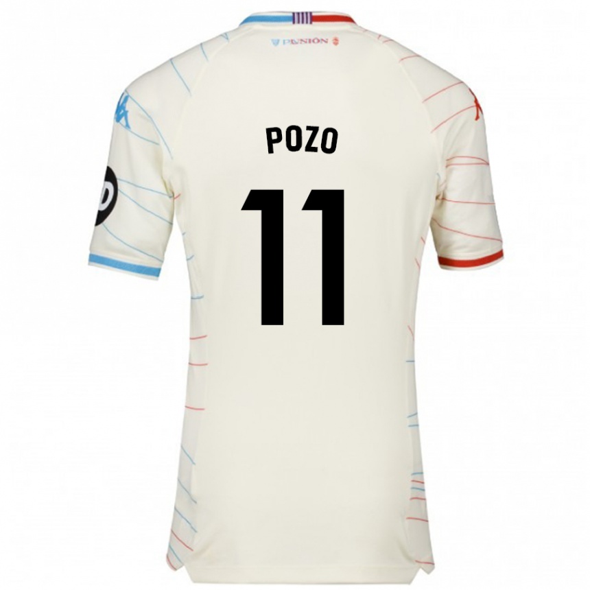 Niño Fútbol Camiseta Manuel Pozo #11 Blanco Rojo Azul 2ª Equipación 2024/25 Argentina