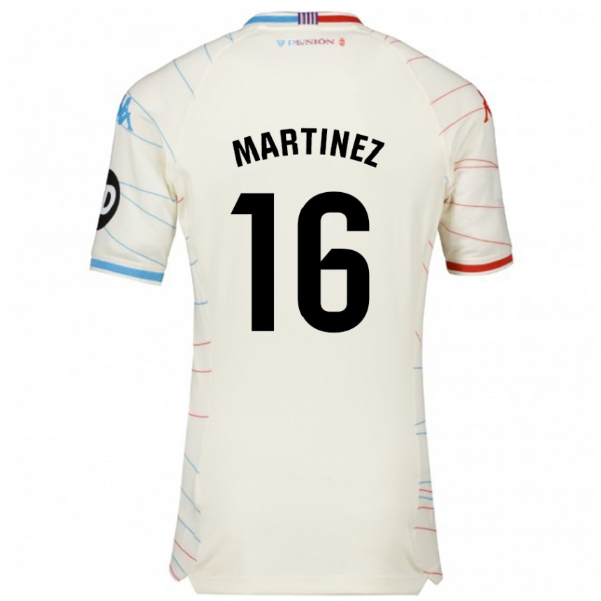 Niño Fútbol Camiseta Jesús Martínez #16 Blanco Rojo Azul 2ª Equipación 2024/25 Argentina