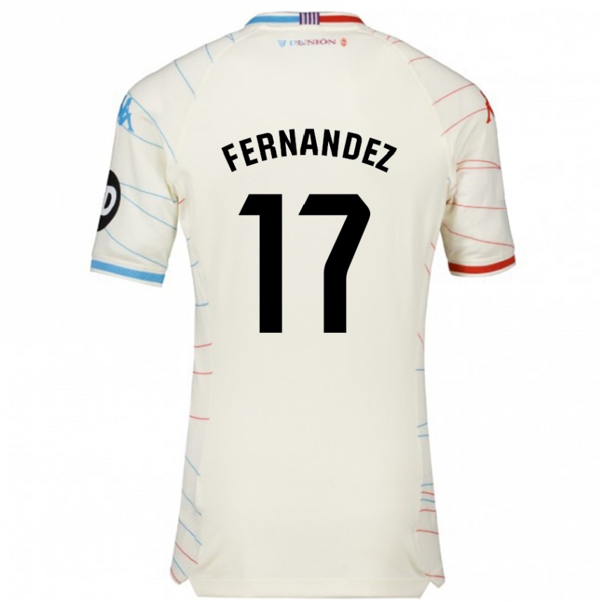 Niño Fútbol Camiseta Dani Fernández #17 Blanco Rojo Azul 2ª Equipación 2024/25 Argentina