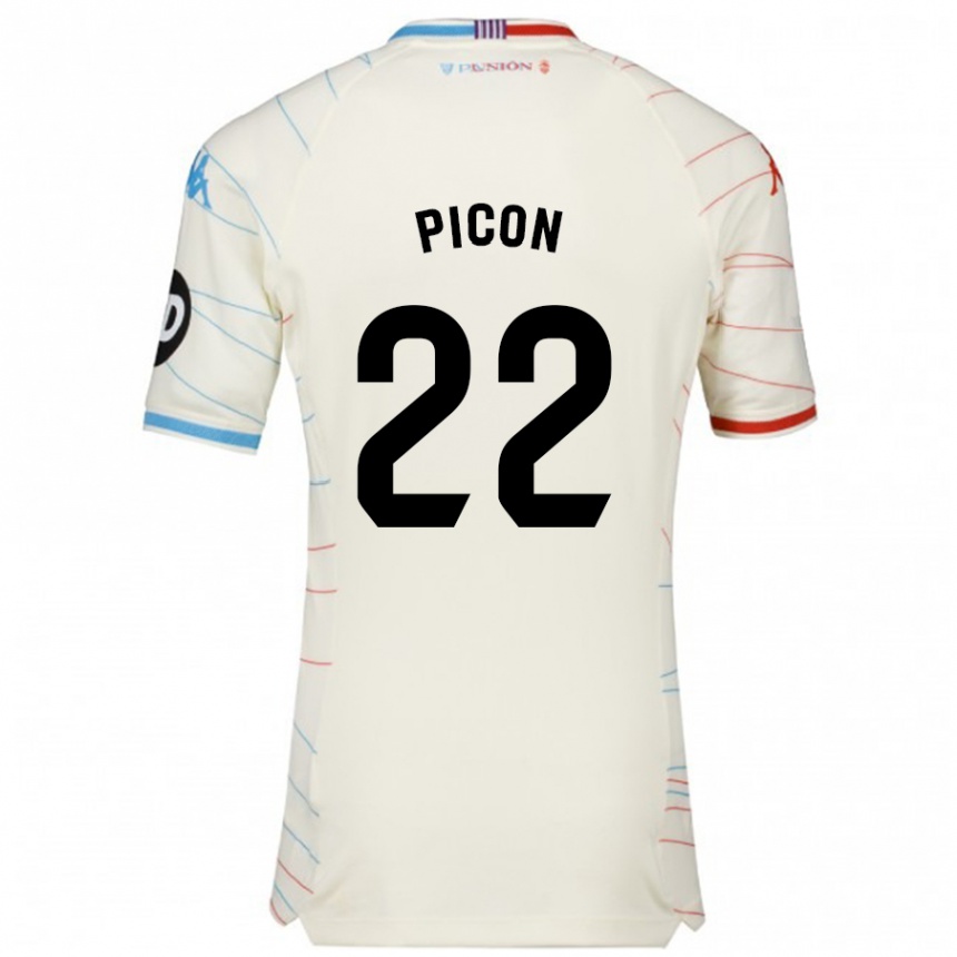 Niño Fútbol Camiseta Pablo Picón #22 Blanco Rojo Azul 2ª Equipación 2024/25 Argentina