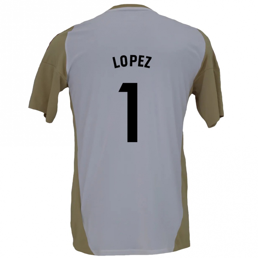 Niño Fútbol Camiseta Luis López #1 Marrón Blanco 2ª Equipación 2024/25 Argentina