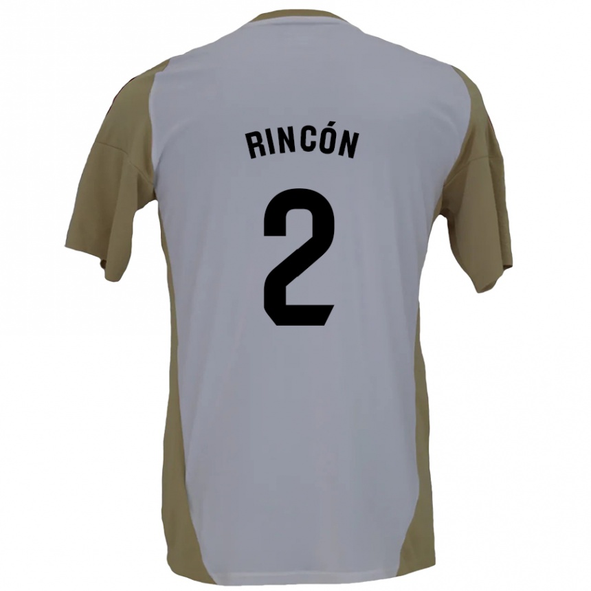 Niño Fútbol Camiseta Hugo Rincón #2 Marrón Blanco 2ª Equipación 2024/25 Argentina