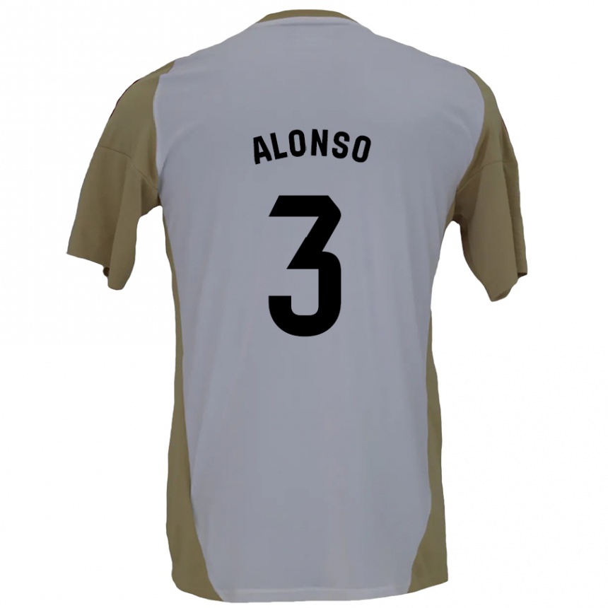 Niño Fútbol Camiseta Julio Alonso #3 Marrón Blanco 2ª Equipación 2024/25 Argentina