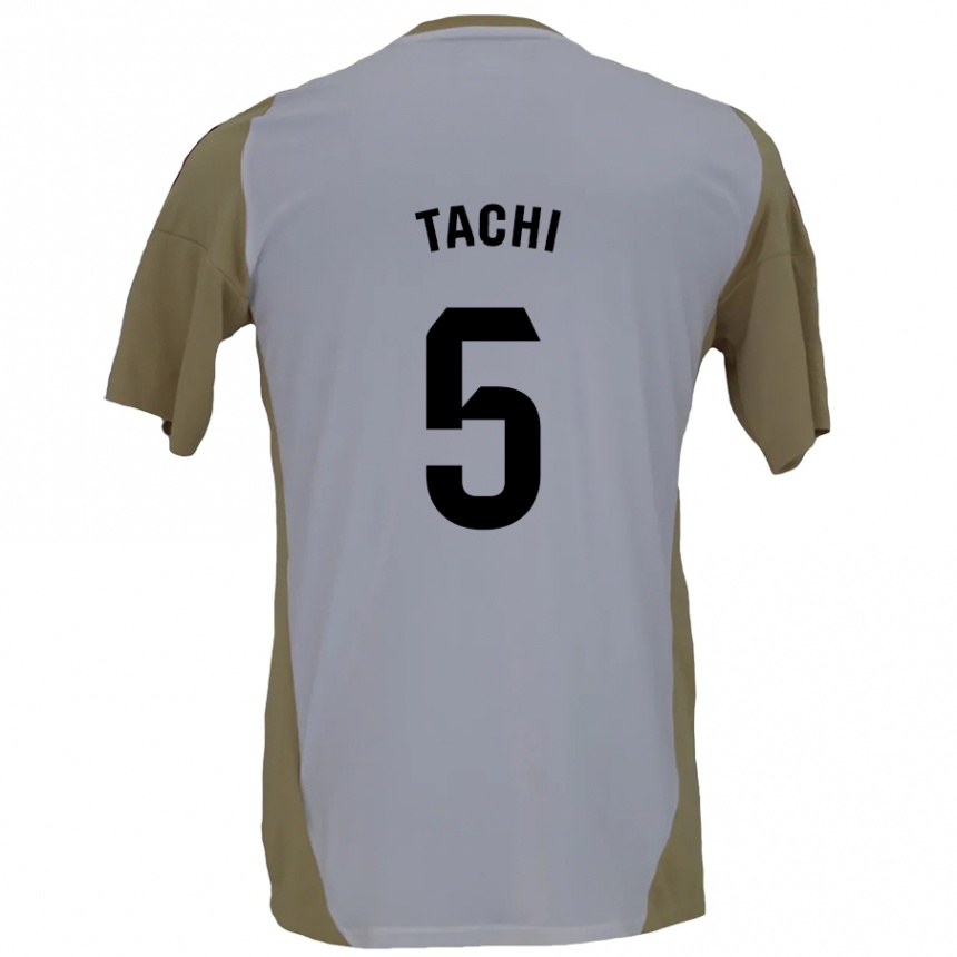 Niño Fútbol Camiseta Tachi #5 Marrón Blanco 2ª Equipación 2024/25 Argentina