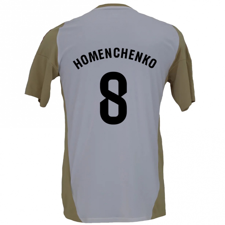 Niño Fútbol Camiseta Santiago Homenchenko #8 Marrón Blanco 2ª Equipación 2024/25 Argentina