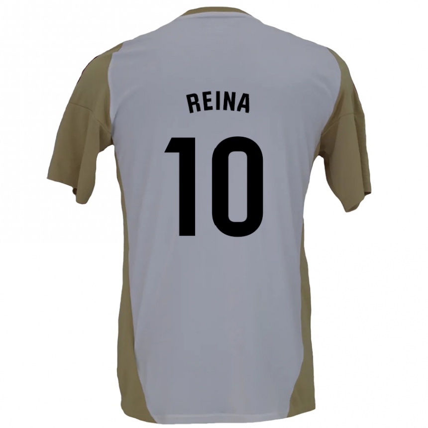 Niño Fútbol Camiseta Alberto Reina #10 Marrón Blanco 2ª Equipación 2024/25 Argentina