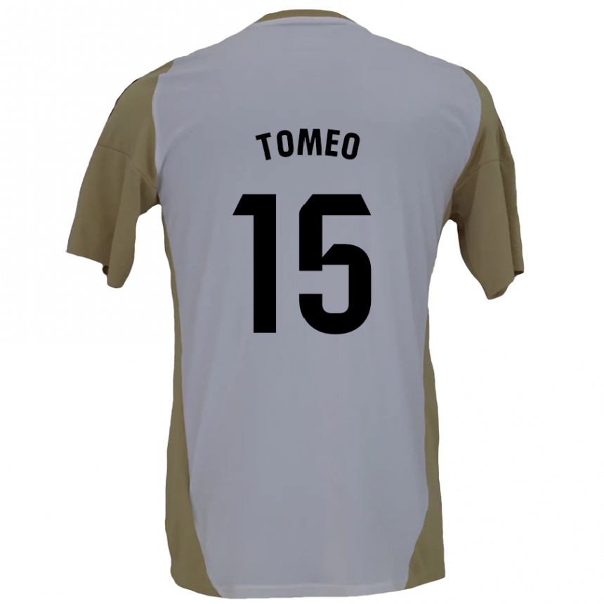 Niño Fútbol Camiseta Pablo Tomeo #15 Marrón Blanco 2ª Equipación 2024/25 Argentina