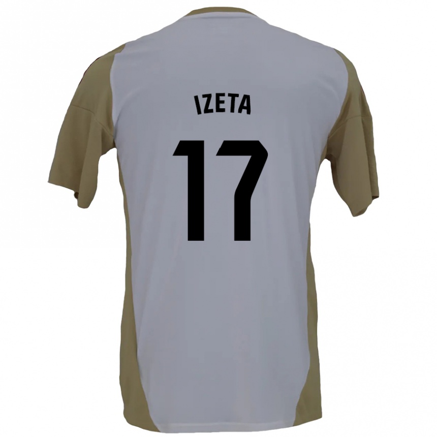 Niño Fútbol Camiseta Urko Izeta #17 Marrón Blanco 2ª Equipación 2024/25 Argentina