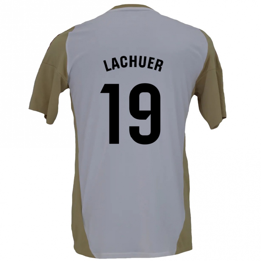 Niño Fútbol Camiseta Mathis Lachuer #19 Marrón Blanco 2ª Equipación 2024/25 Argentina