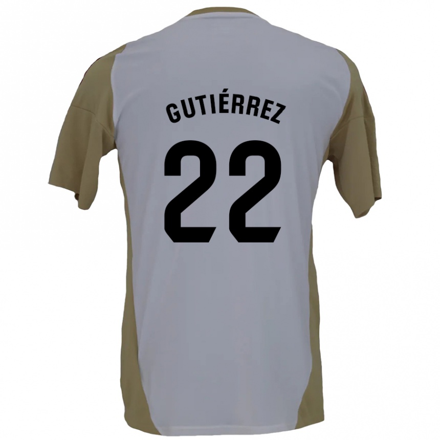 Niño Fútbol Camiseta Juan Gutiérrez #22 Marrón Blanco 2ª Equipación 2024/25 Argentina