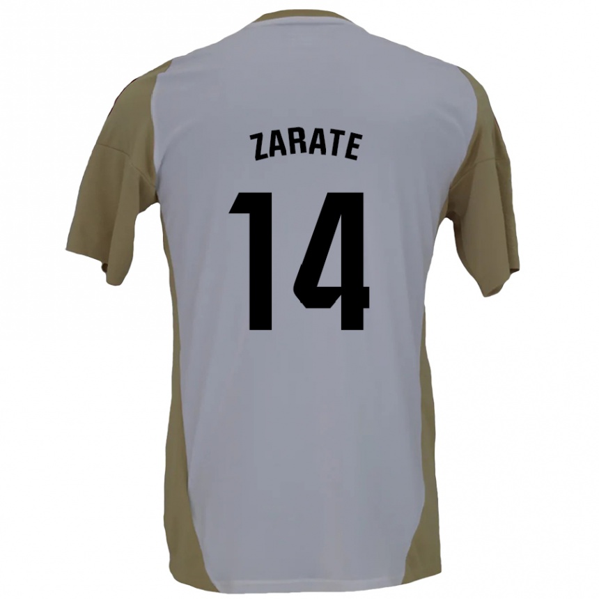 Niño Fútbol Camiseta Hugo Zárate #14 Marrón Blanco 2ª Equipación 2024/25 Argentina