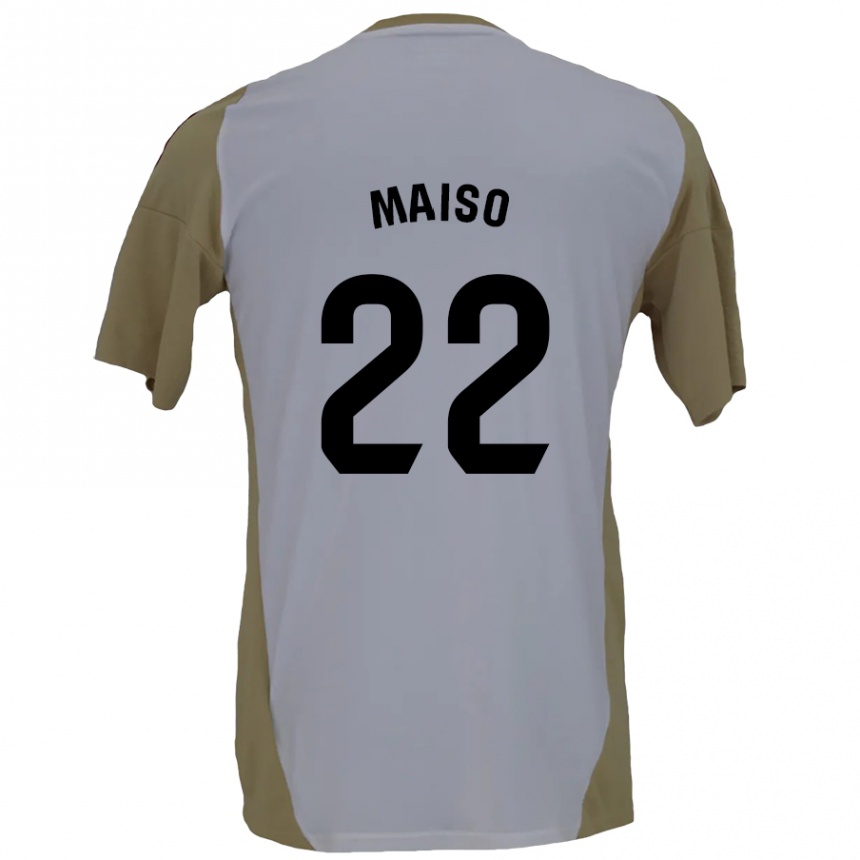 Niño Fútbol Camiseta Álvaro Maiso #22 Marrón Blanco 2ª Equipación 2024/25 Argentina