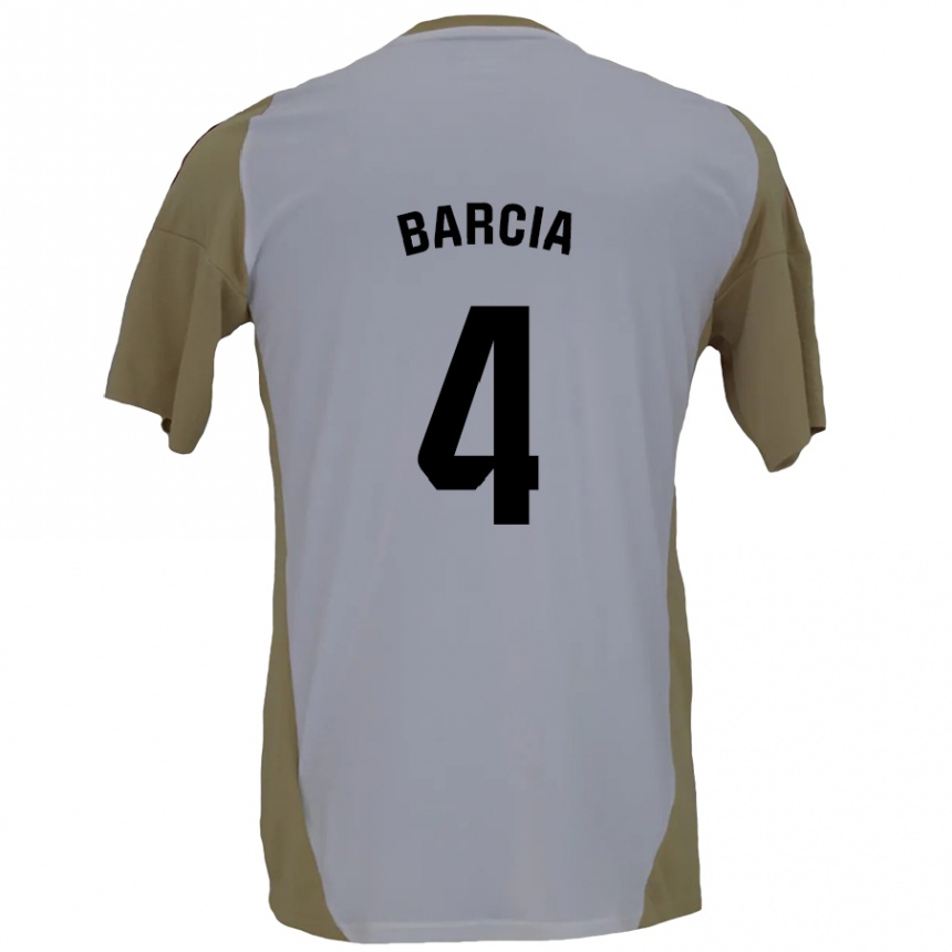 Niño Fútbol Camiseta Sergio Barcia #4 Marrón Blanco 2ª Equipación 2024/25 Argentina