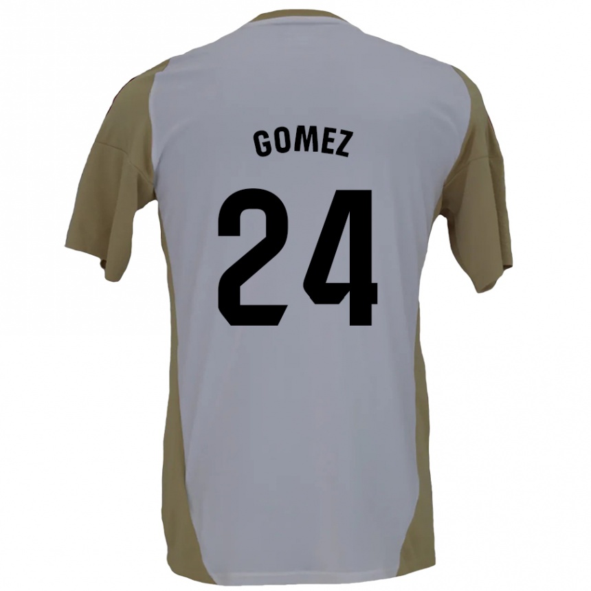 Niño Fútbol Camiseta Jonathan Gómez #24 Marrón Blanco 2ª Equipación 2024/25 Argentina