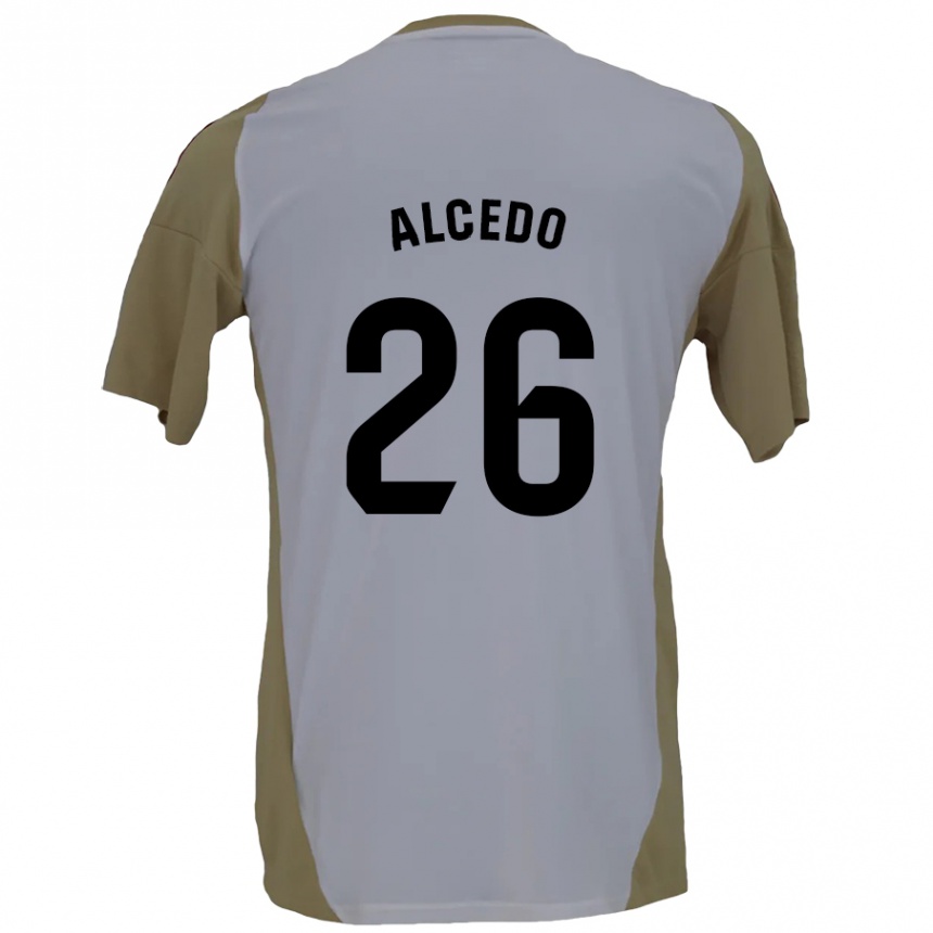 Niño Fútbol Camiseta Juan María Alcedo #26 Marrón Blanco 2ª Equipación 2024/25 Argentina