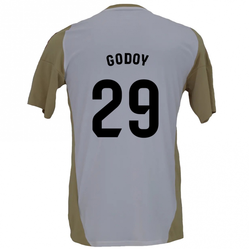 Niño Fútbol Camiseta Alan Godoy #29 Marrón Blanco 2ª Equipación 2024/25 Argentina