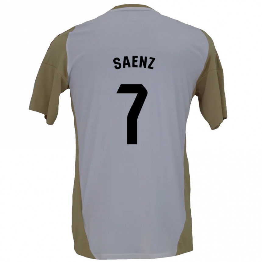 Niño Fútbol Camiseta Raúl Sáenz #7 Marrón Blanco 2ª Equipación 2024/25 Argentina