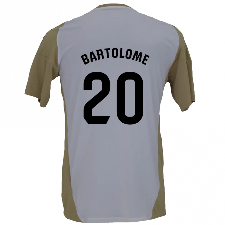 Niño Fútbol Camiseta Diego Bartolomé #20 Marrón Blanco 2ª Equipación 2024/25 Argentina