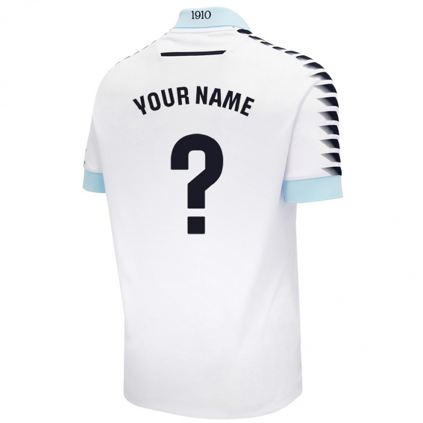 Niño Fútbol Camiseta Su Nombre #0 Blanco Azul 2ª Equipación 2024/25 Argentina