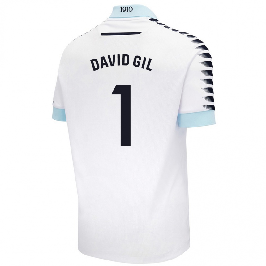 Niño Fútbol Camiseta David Gil #1 Blanco Azul 2ª Equipación 2024/25 Argentina