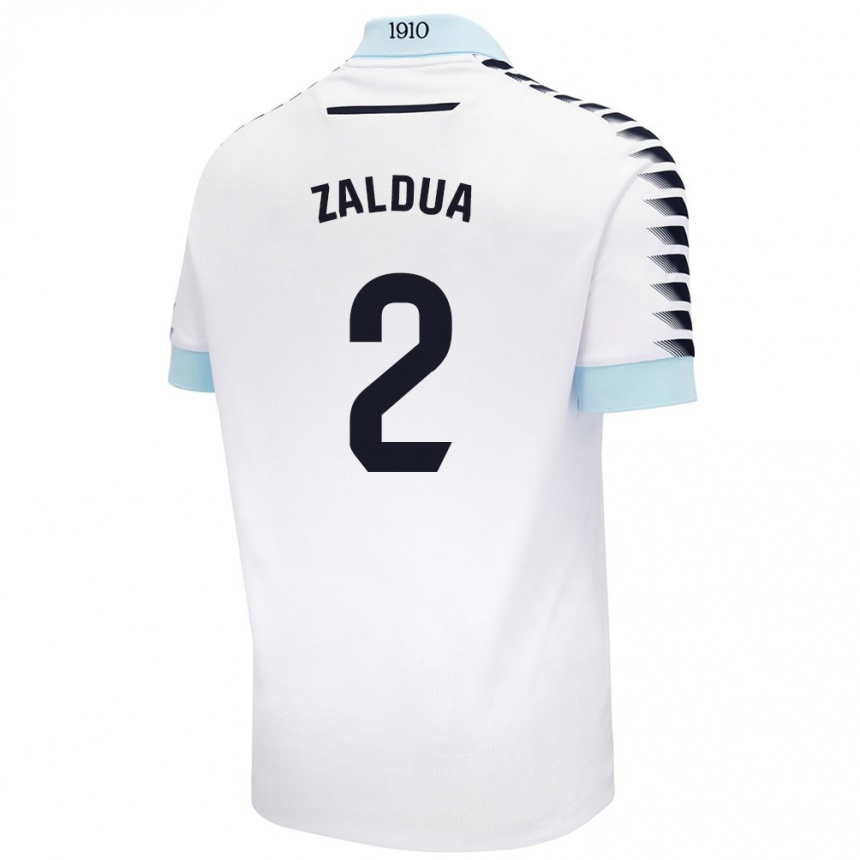 Niño Fútbol Camiseta Joseba Zaldua #2 Blanco Azul 2ª Equipación 2024/25 Argentina