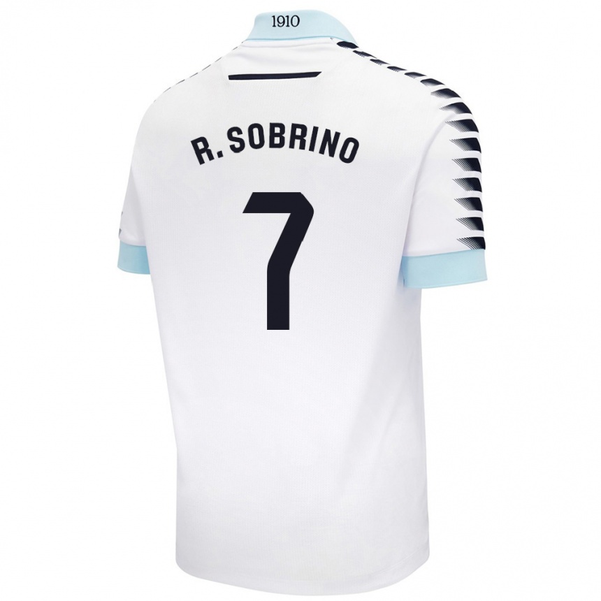 Niño Fútbol Camiseta Rubén Sobrino #7 Blanco Azul 2ª Equipación 2024/25 Argentina