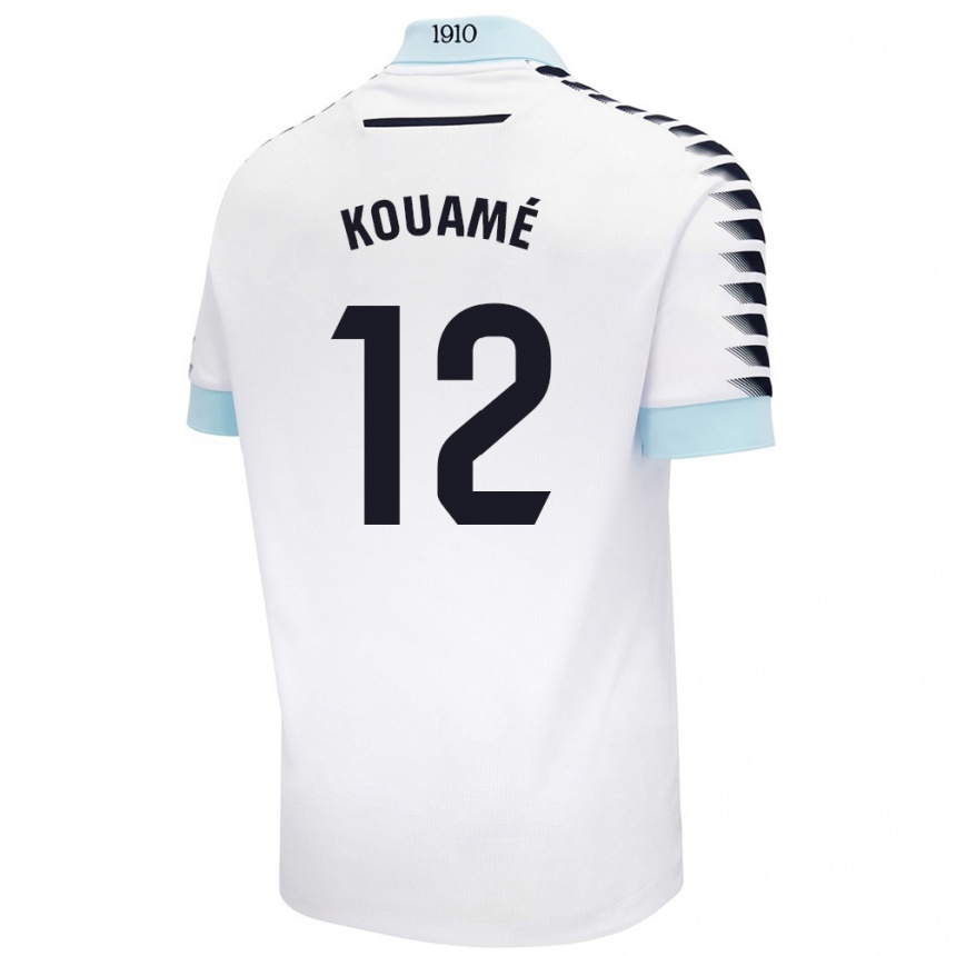 Niño Fútbol Camiseta Rominigue Kouamé #12 Blanco Azul 2ª Equipación 2024/25 Argentina