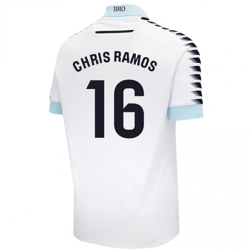 Niño Fútbol Camiseta Chris Ramos #16 Blanco Azul 2ª Equipación 2024/25 Argentina