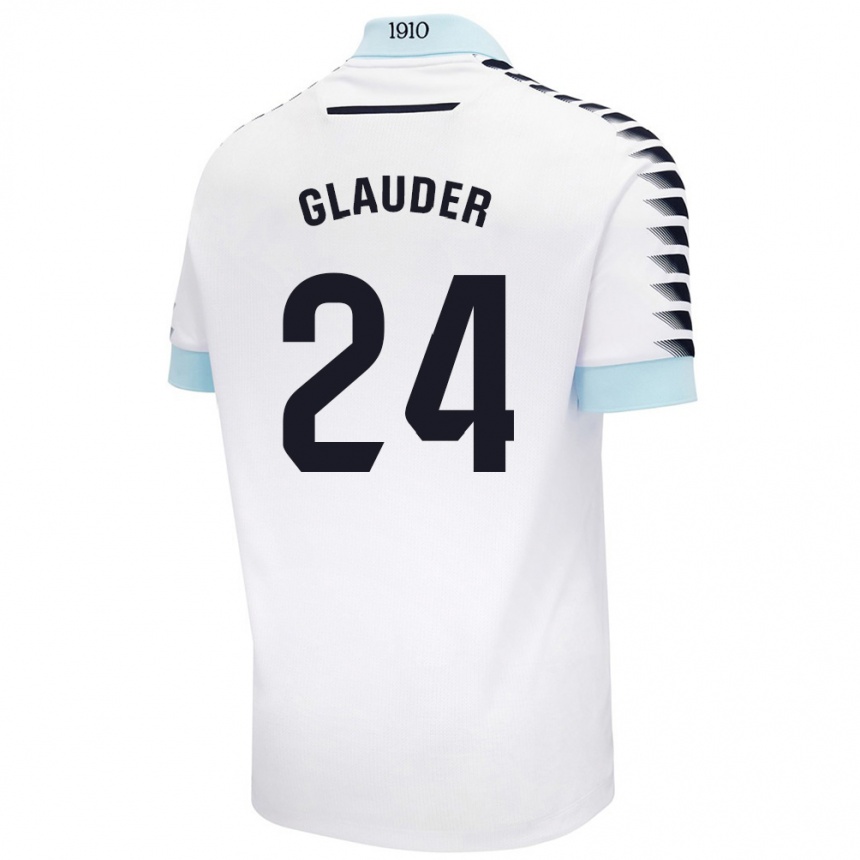 Niño Fútbol Camiseta Cristian Glauder #24 Blanco Azul 2ª Equipación 2024/25 Argentina