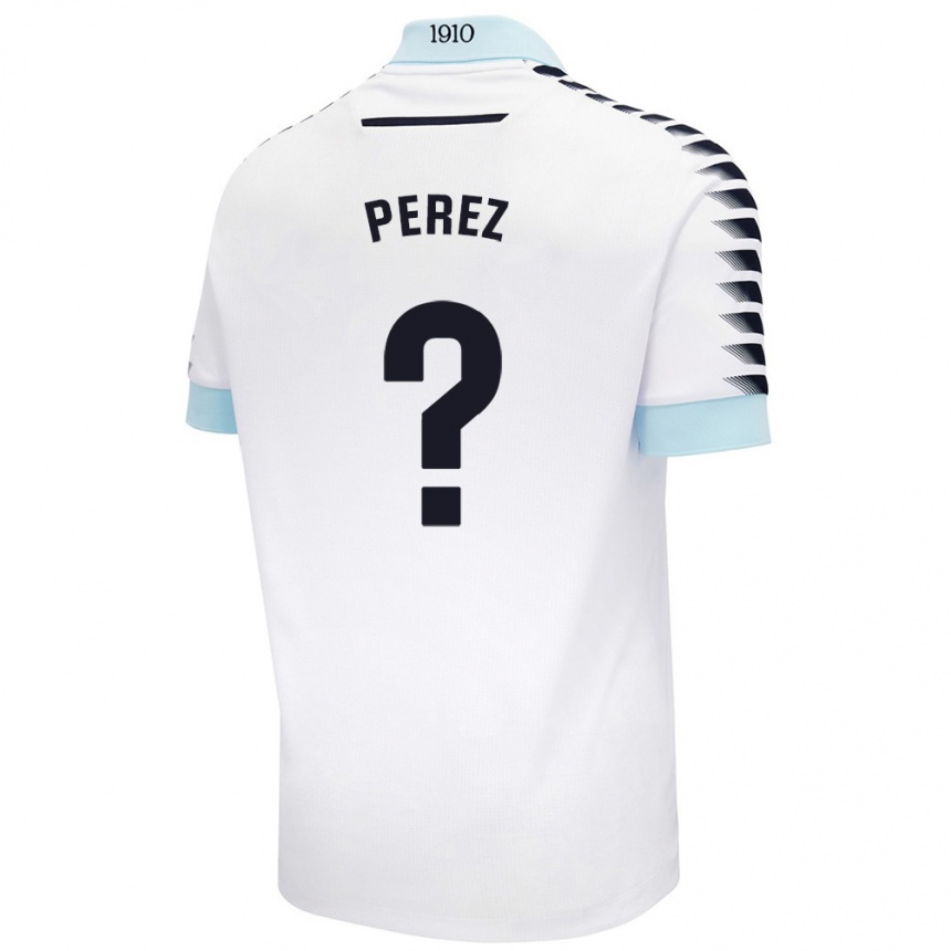 Niño Fútbol Camiseta Ángel Pérez #0 Blanco Azul 2ª Equipación 2024/25 Argentina