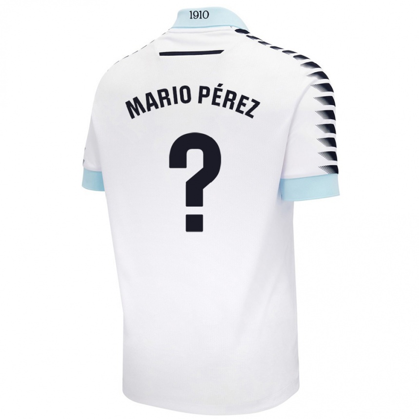 Niño Fútbol Camiseta Mario Pérez #0 Blanco Azul 2ª Equipación 2024/25 Argentina