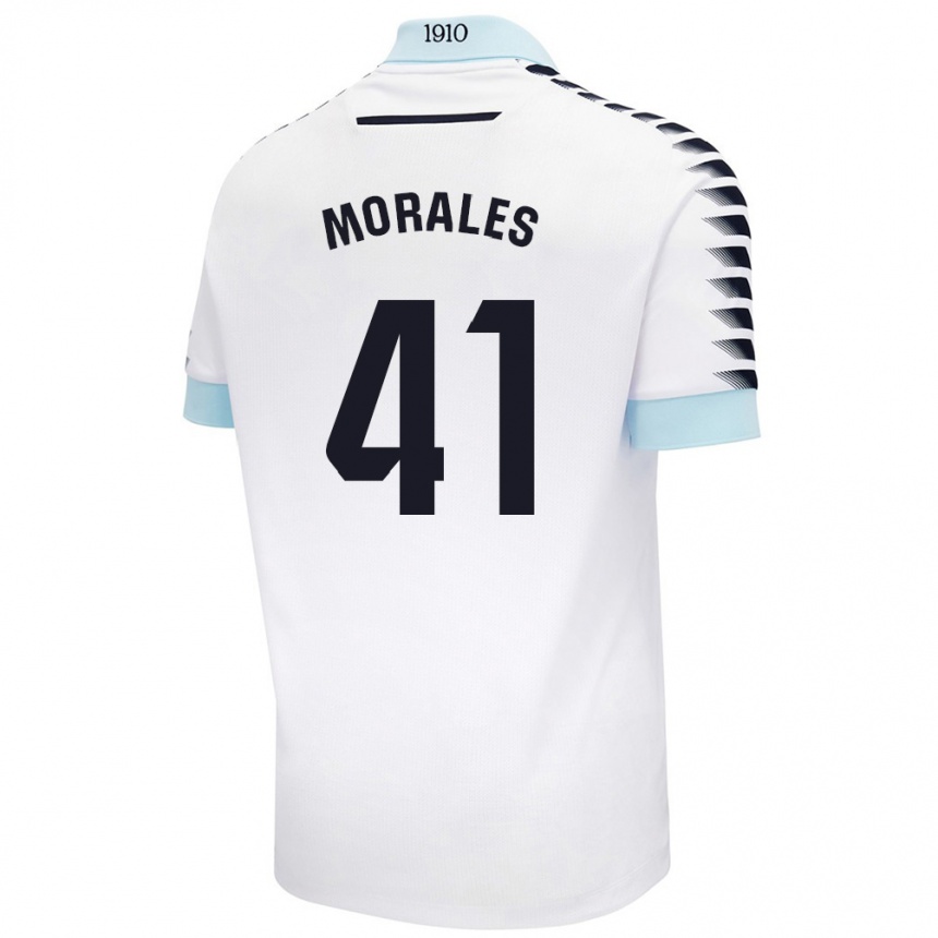 Niño Fútbol Camiseta Luis Morales #41 Blanco Azul 2ª Equipación 2024/25 Argentina