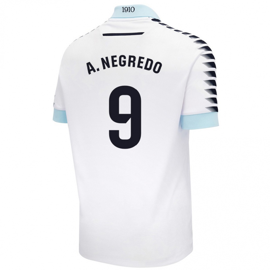 Niño Fútbol Camiseta Álvaro Negredo #9 Blanco Azul 2ª Equipación 2024/25 Argentina