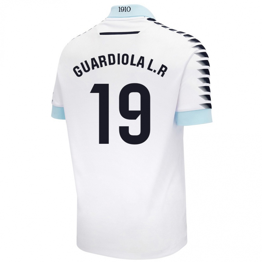 Niño Fútbol Camiseta Sergi Guardiola #19 Blanco Azul 2ª Equipación 2024/25 Argentina