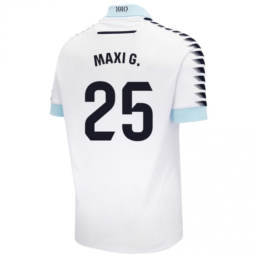 Niño Fútbol Camiseta Maxi Gómez #25 Blanco Azul 2ª Equipación 2024/25 Argentina