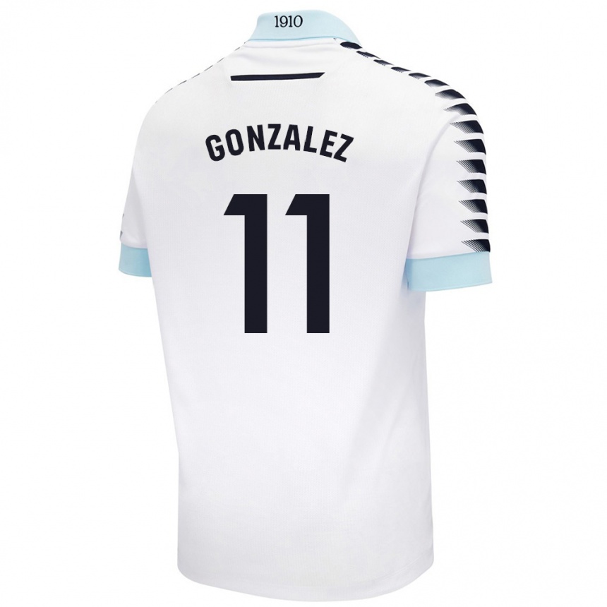 Niño Fútbol Camiseta Chus González #11 Blanco Azul 2ª Equipación 2024/25 Argentina