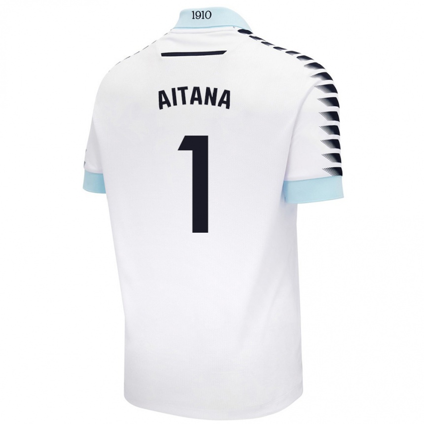 Niño Fútbol Camiseta Aitana #1 Blanco Azul 2ª Equipación 2024/25 Argentina