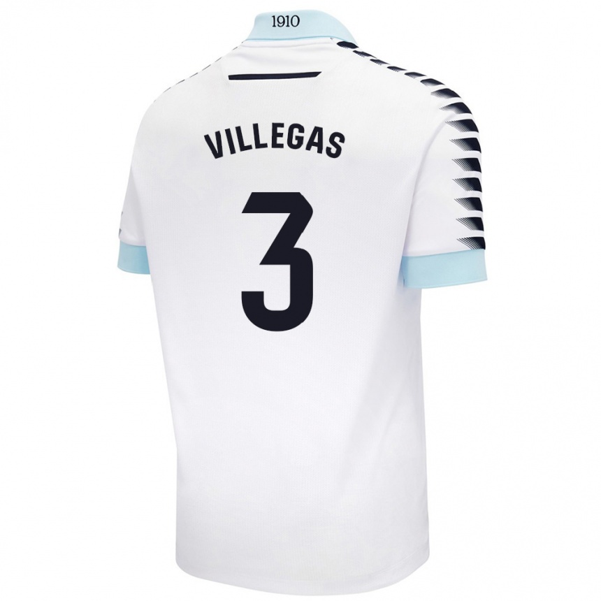 Niño Fútbol Camiseta Virginia Villegas Rico #3 Blanco Azul 2ª Equipación 2024/25 Argentina