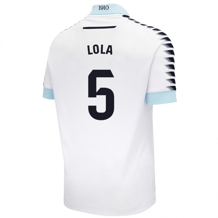 Niño Fútbol Camiseta María Dolores Morón Cebada #5 Blanco Azul 2ª Equipación 2024/25 Argentina