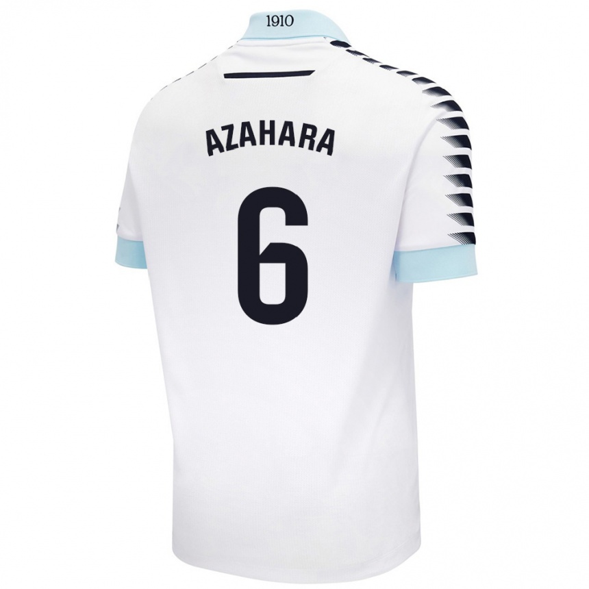 Niño Fútbol Camiseta Azahara #6 Blanco Azul 2ª Equipación 2024/25 Argentina