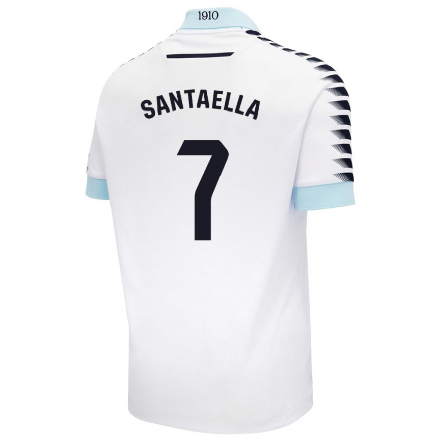 Niño Fútbol Camiseta Natalia Santaella Picón #7 Blanco Azul 2ª Equipación 2024/25 Argentina